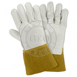 Heavy Duty Long Cow Split Leather / Heat Resistant Industry Hand Protection / Thermal Welding Safety Gloves